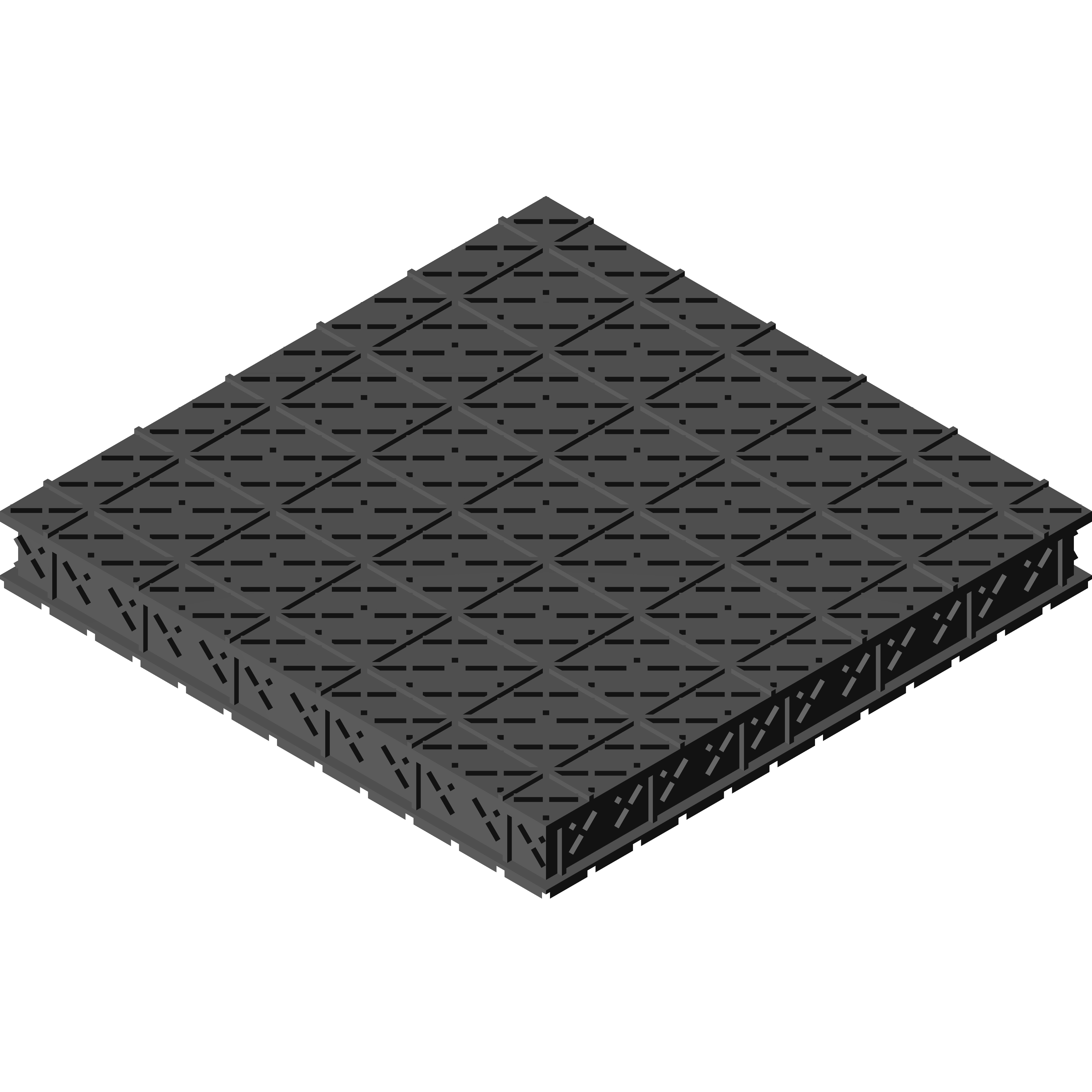 GHOSZT Platform #001A modular base in 3x3 size, showcasing a grid pattern for connecting miniatures and tiles, with options for stacking and multi-level setups.